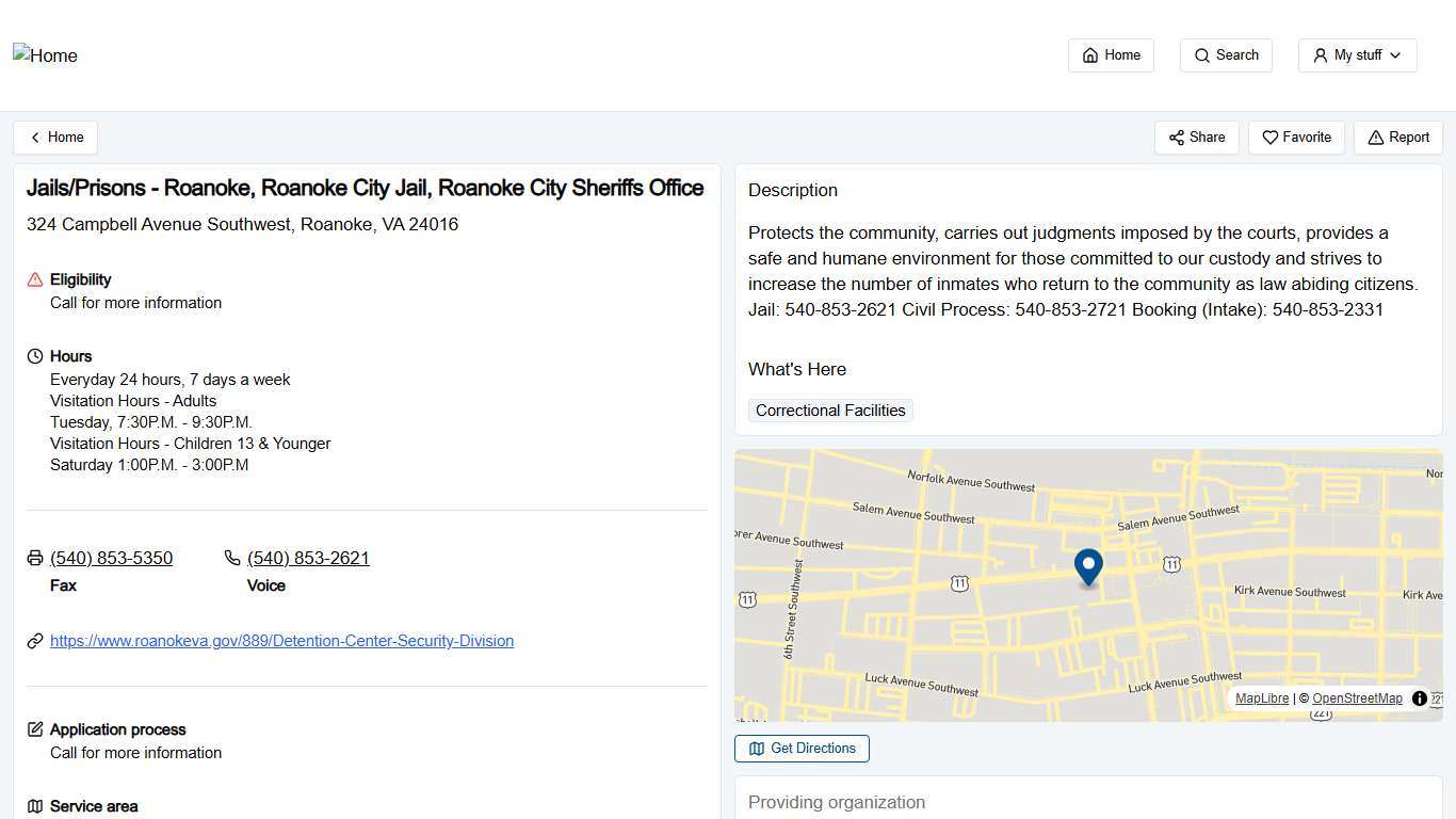 Jails/Prisons - Roanoke, Roanoke City Jail, Roanoke City Sheriffs Office